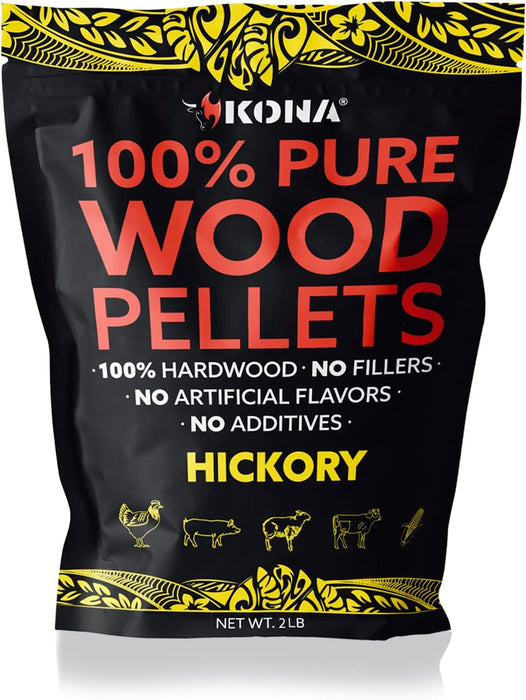 Kona 100% Hickory Wood Pellets - Grilling, BBQ & Smoking - Concentrated Pure Hardwood - Bold Smoke - The Kansas City BBQ Store