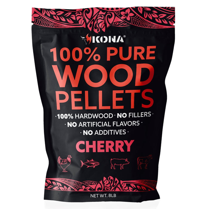 Kona 100% Cherry Wood Pellets - Grilling, BBQ & Smoking - Concentrated Pure Hardwood - Mellow Smoke