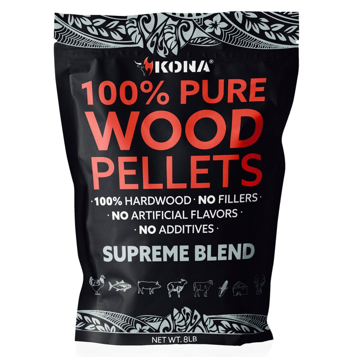 Kona Bold Supreme Blend Wood Pellets - Grilling, BBQ & Smoking - Concentrated Pure Hardwood - Bold Red Meat Smoke