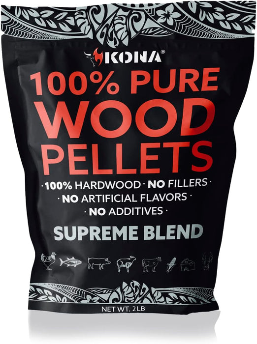 Kona Bold Supreme Blend Wood Pellets - Grilling, BBQ & Smoking - Concentrated Pure Hardwood - Bold Red Meat Smoke