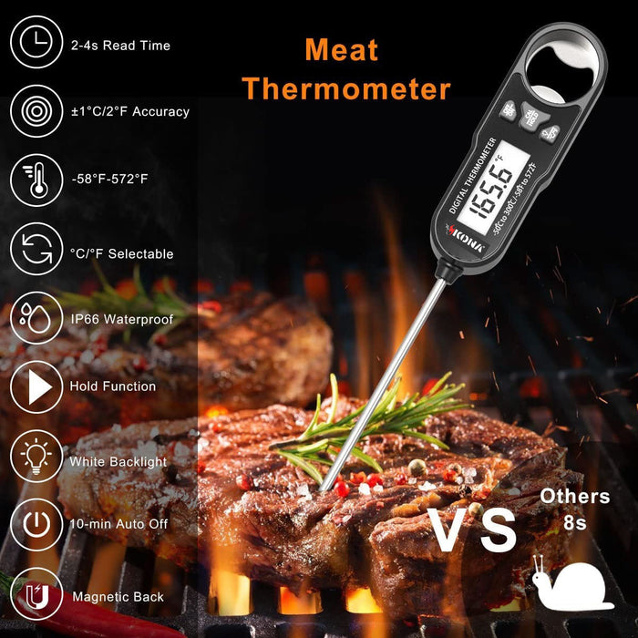 Kona Digital Meat and Candy Thermometer with Backlit LED Screen - Compact and Accurate Cooking Tool for Perfectly Cooked Food Every Time! Ideal for BBQ, Grilling, Kitchen, Oven, and Smoker