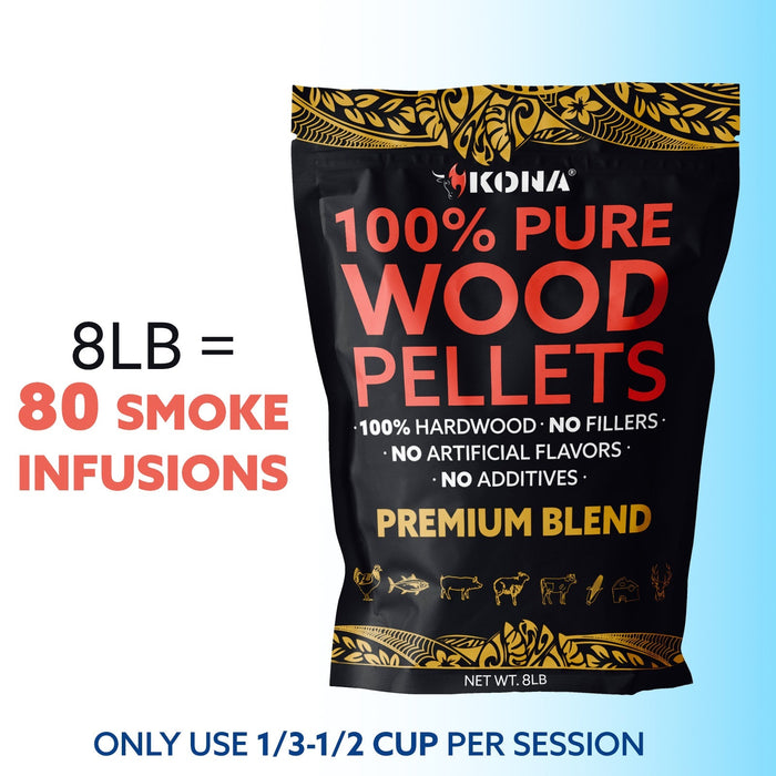 Kona Premium Blend Wood Pellets - Nearly Perfect Smoke Flavor - Hardwood Grilling, BBQ & Smoking Pellets