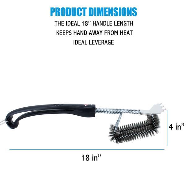 Kona Speed/Scrape Grill Brush & Scraper with Flex Grip Handle - Stainless Steel Bristles