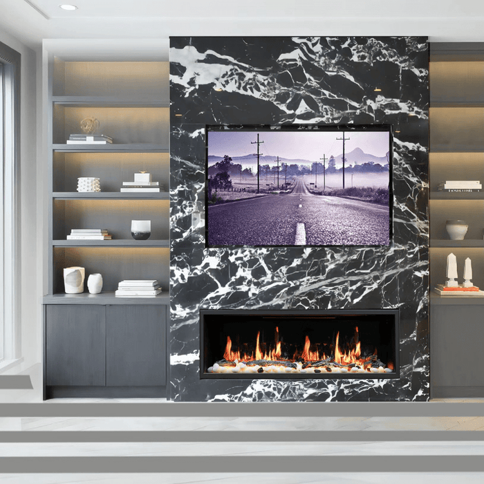 Litedeer Homes Latitude Built-in Smart Electric Fireplace with 1-Inch Trim - Real Flame Effect