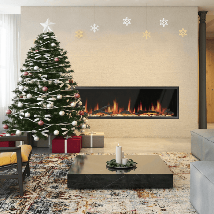 Litedeer Homes Latitude Built-in Smart Electric Fireplace with 1-Inch Trim - Real Flame Effect