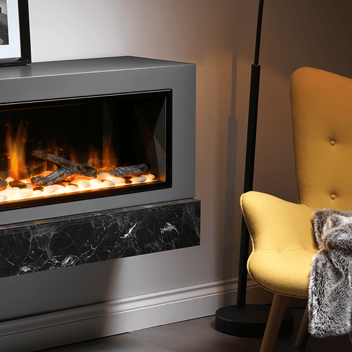 Litedeer Homes Latitude Built-in Smart Electric Fireplace with 1-Inch Trim - Real Flame Effect