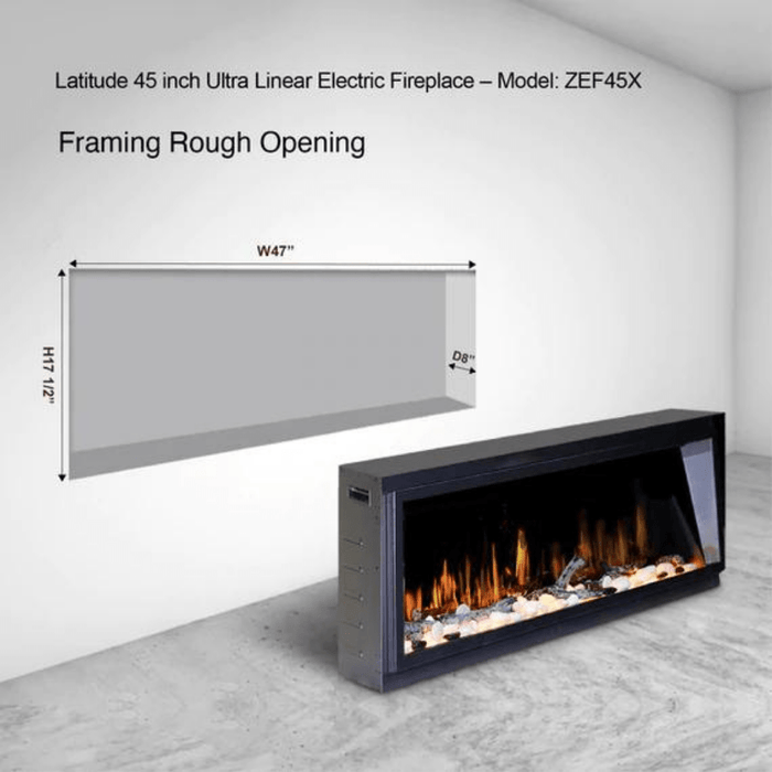 Litedeer Homes Latitude Built-in Smart Electric Fireplace with 1-Inch Trim - Real Flame Effect