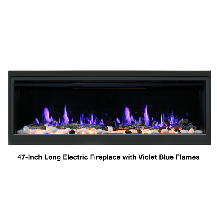 Litedeer Homes Latitude Built-in Smart Electric Fireplace with 1-Inch Trim - Real Flame Effect