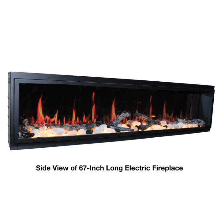 Litedeer Homes Latitude Built-in Smart Electric Fireplace with 1-Inch Trim - Real Flame Effect