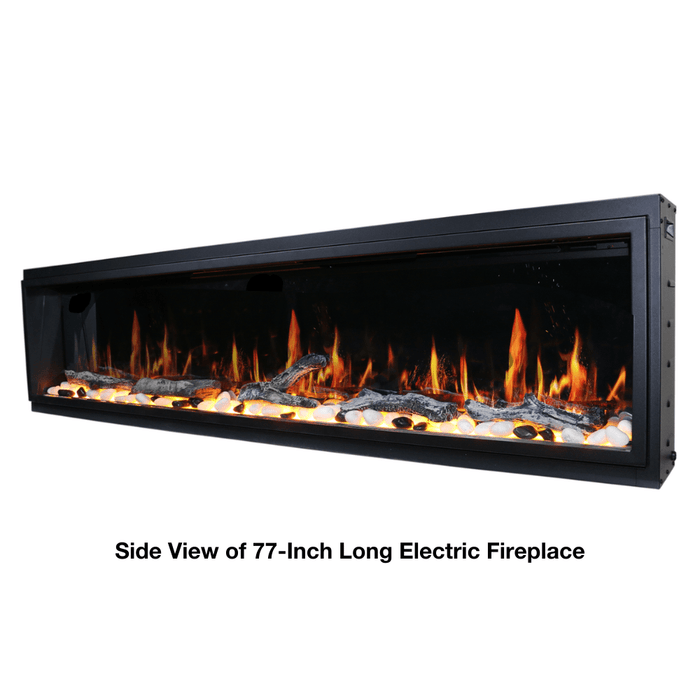 Litedeer Homes Latitude Built-in Smart Electric Fireplace with 1-Inch Trim - Real Flame Effect