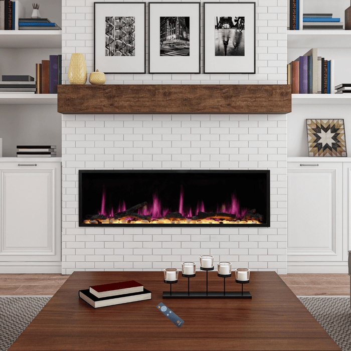 Litedeer Homes Latitude Built-in Smart Electric Fireplace with 1-Inch Trim - Real Flame Effect