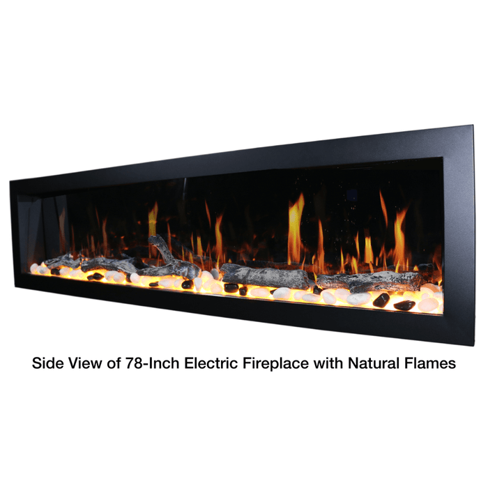 Litedeer Homes Latitude II Built-in Smart Electric Fireplace with 3-Inch Trim - Realistic Flame