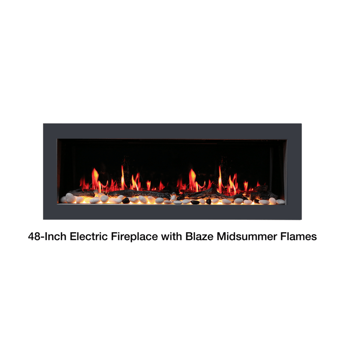 Litedeer Homes Latitude II Built-in Smart Electric Fireplace with 3-Inch Trim - Realistic Flame