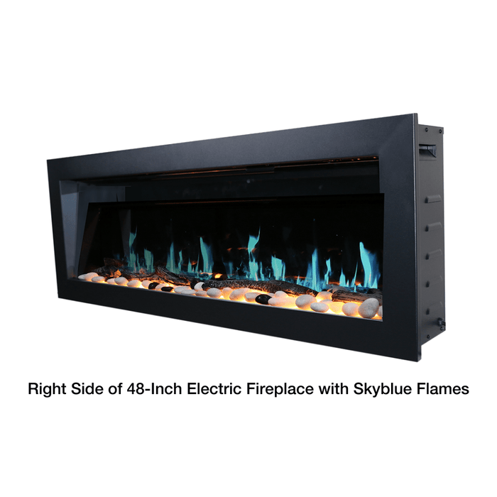 Litedeer Homes Latitude II Built-in Smart Electric Fireplace with 3-Inch Trim - Realistic Flame