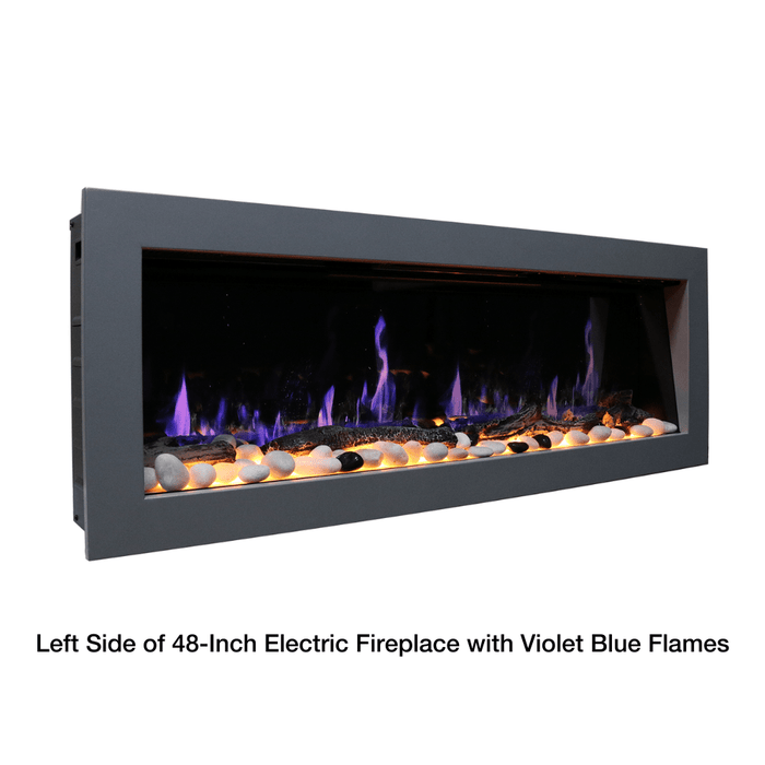 Litedeer Homes Latitude II Built-in Smart Electric Fireplace with 3-Inch Trim - Realistic Flame