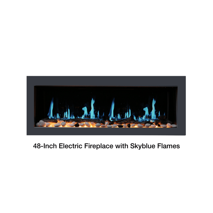 Litedeer Homes Latitude II Built-in Smart Electric Fireplace with 3-Inch Trim - Realistic Flame