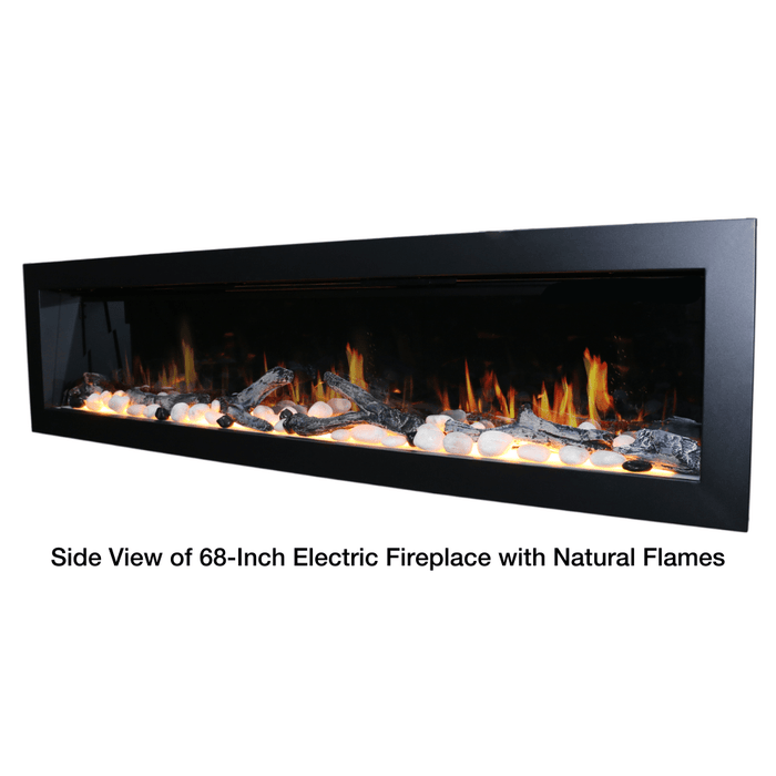 Litedeer Homes Latitude II Built-in Smart Electric Fireplace with 3-Inch Trim - Realistic Flame