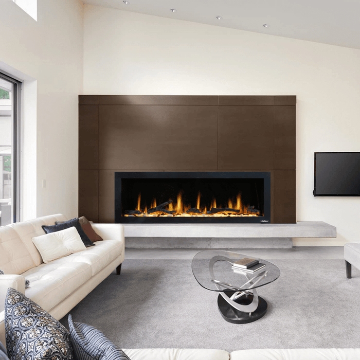 Litedeer Homes Latitude II Built-in Smart Electric Fireplace with 3-Inch Trim - Realistic Flame