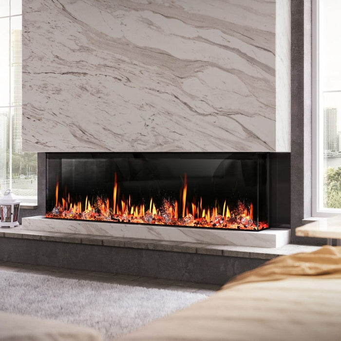 Litedeer Homes WarmCastle 3-Sided Smart Electric Fireplace - Real Flame Effect