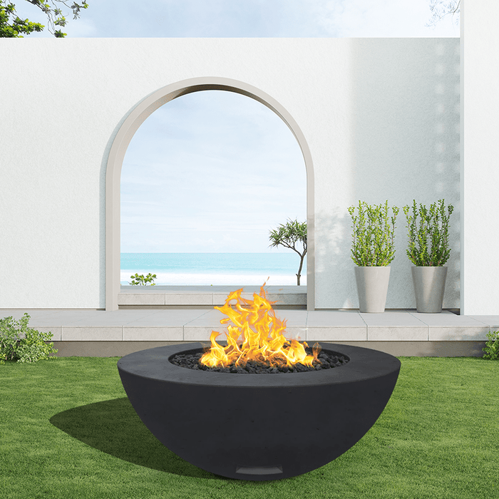 Modern Blaze 42-Inch Round Concrete Gas Fire Bowl with Match Lit Ignition