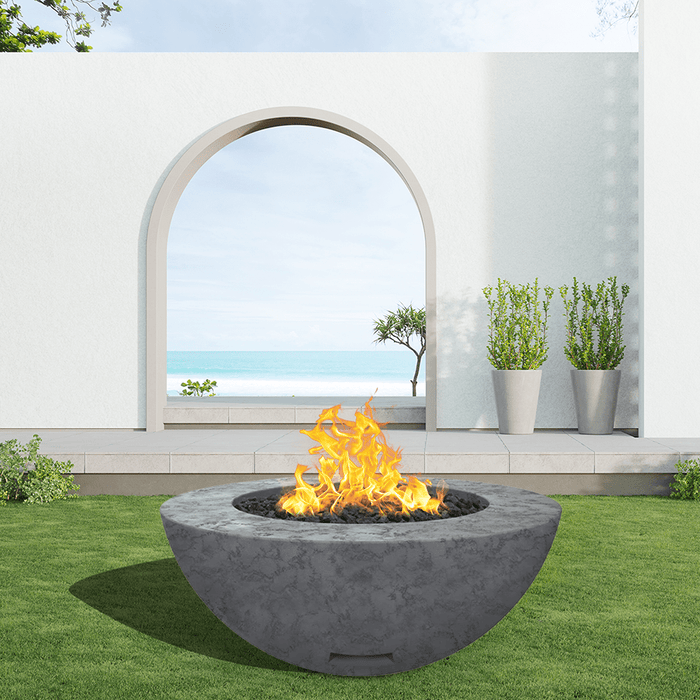 Modern Blaze 42-Inch Round Concrete Gas Fire Bowl with Match Lit Ignition