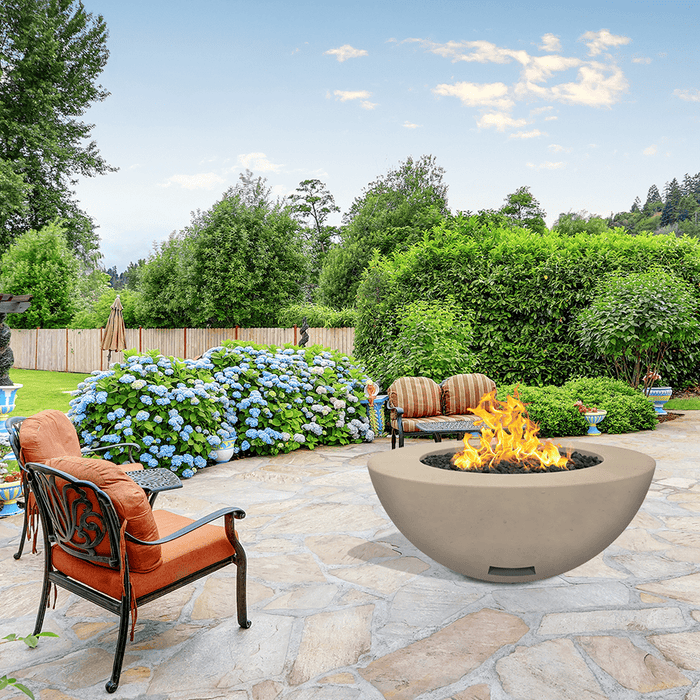 Modern Blaze 42-Inch Round Concrete Gas Fire Bowl with Match Lit Ignition