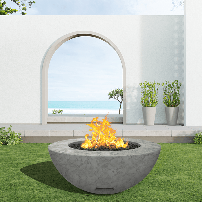 Modern Blaze 42-Inch Round Concrete Gas Fire Bowl with Match Lit Ignition