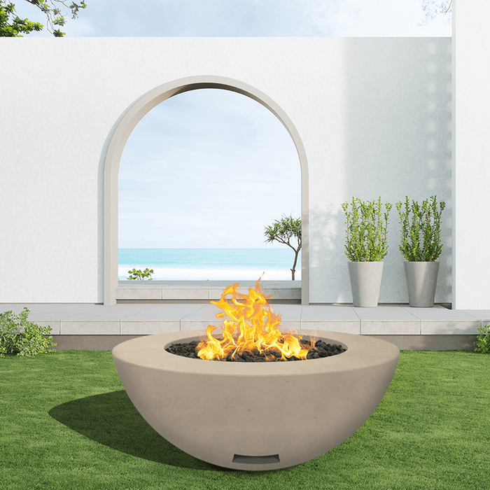 Modern Blaze 42-Inch Round Concrete Gas Fire Bowl with Match Lit Ignition