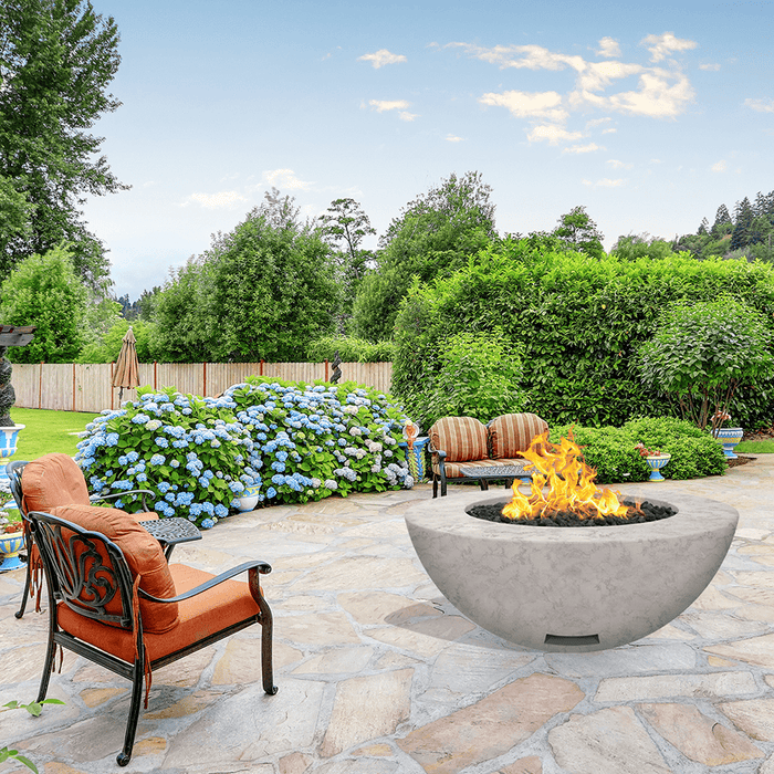 Modern Blaze 42-Inch Round Concrete Gas Fire Bowl with Match Lit Ignition