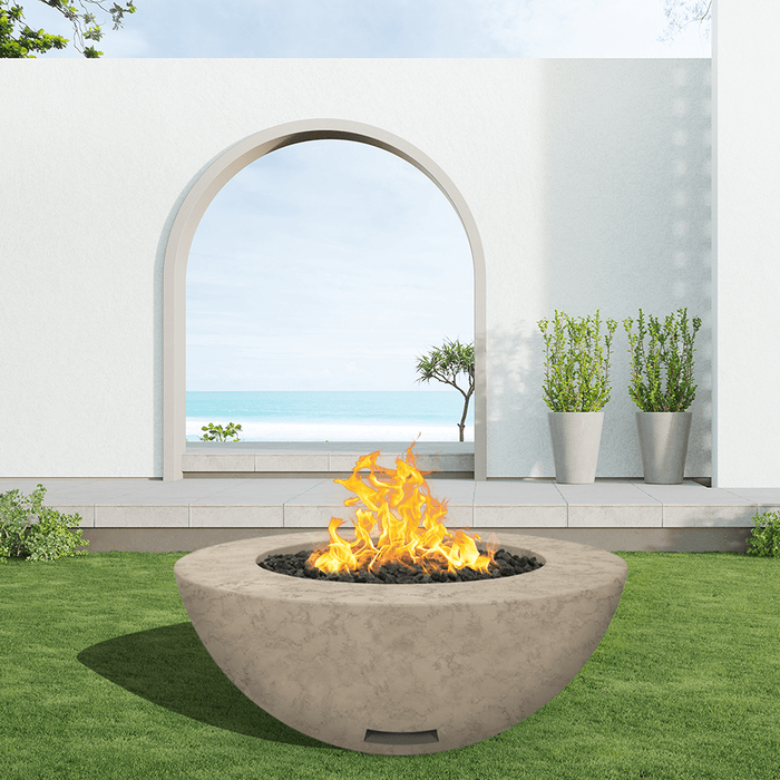 Modern Blaze 42-Inch Round Concrete Gas Fire Bowl with Match Lit Ignition