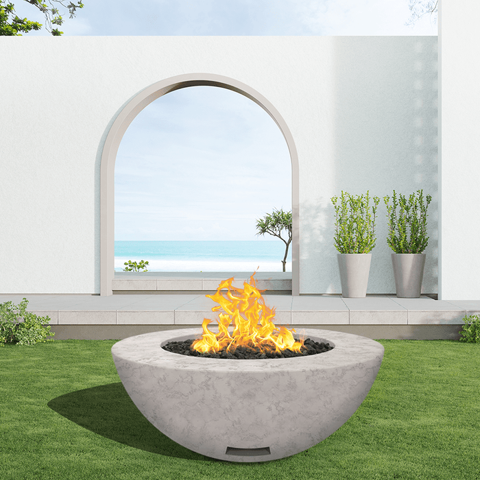 Modern Blaze 42-Inch Round Concrete Gas Fire Bowl with Match Lit Ignition