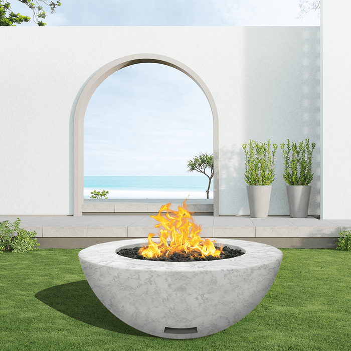 Modern Blaze 42-Inch Round Concrete Gas Fire Bowl with Match Lit Ignition