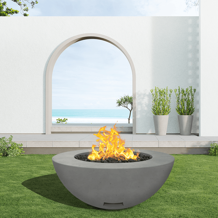 Modern Blaze 42-Inch Round Concrete Gas Fire Bowl with Match Lit Ignition