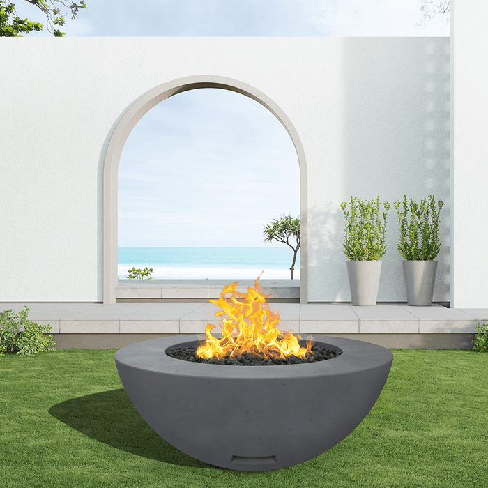 Modern Blaze 42-Inch Round Concrete Gas Fire Bowl with Match Lit Ignition