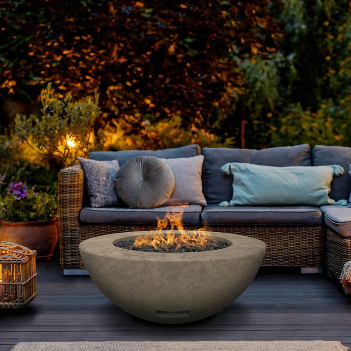 Modern Blaze 42-Inch Round Concrete Gas Fire Bowl with Match Lit Ignition