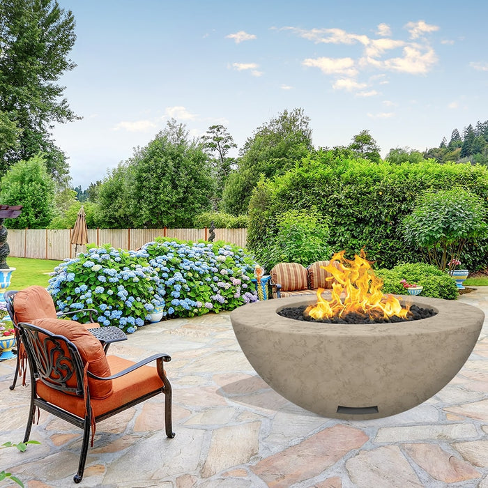 Modern Blaze 48-Inch Round Concrete Gas Fire Bowl with Match Lit Ignition