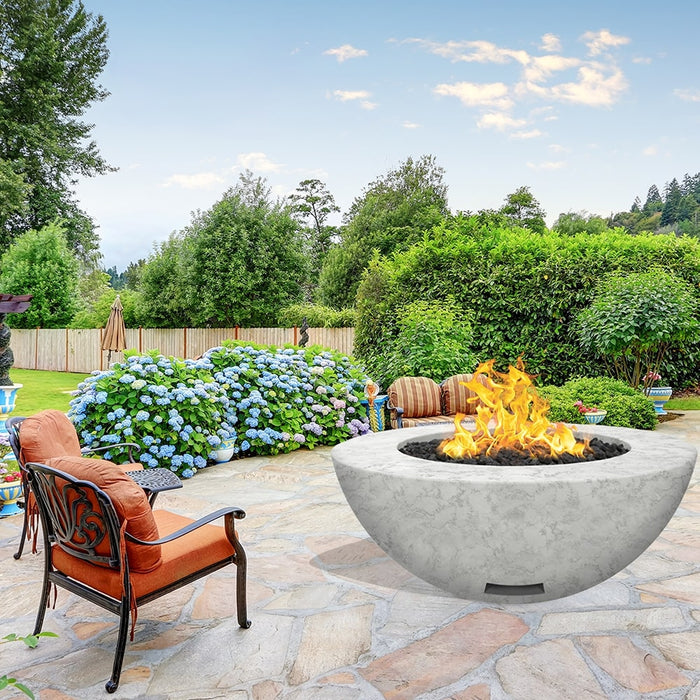 Modern Blaze 48-Inch Round Concrete Gas Fire Bowl with Match Lit Ignition