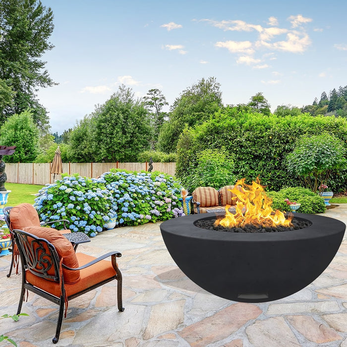 Modern Blaze 48-Inch Round Concrete Gas Fire Bowl with Match Lit Ignition