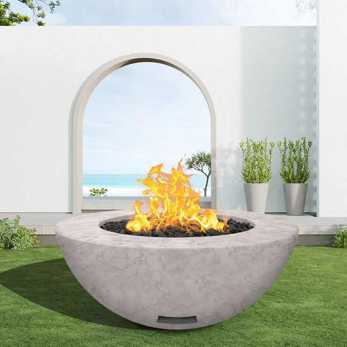 Modern Blaze 48-Inch Round Concrete Gas Fire Bowl with Match Lit Ignition