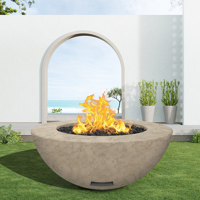 Modern Blaze 48-Inch Round Concrete Gas Fire Bowl with Match Lit Ignition