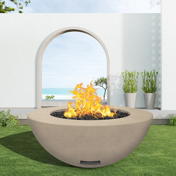 Modern Blaze 48-Inch Round Concrete Gas Fire Bowl with Match Lit Ignition