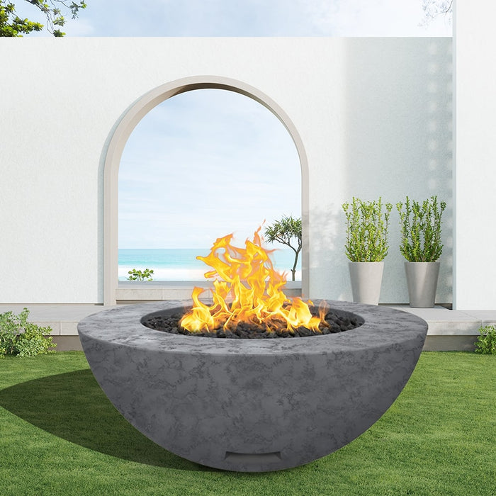 Modern Blaze 48-Inch Round Concrete Gas Fire Bowl with Match Lit Ignition