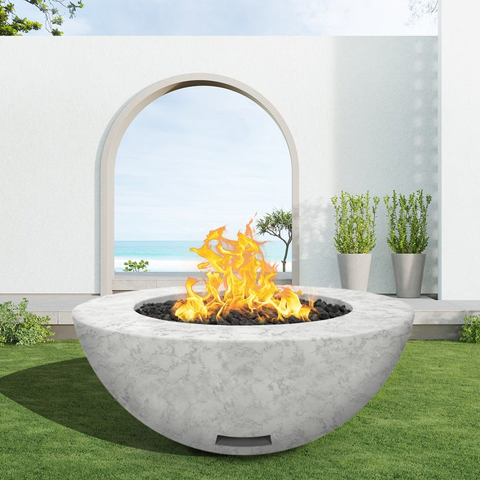 Modern Blaze 48-Inch Round Concrete Gas Fire Bowl with Match Lit Ignition