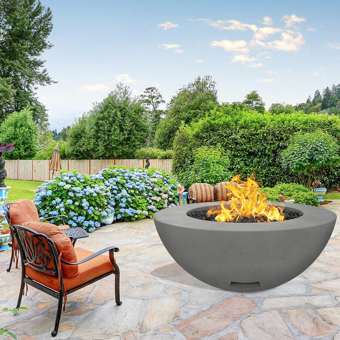 Modern Blaze 48-Inch Round Concrete Gas Fire Bowl with Match Lit Ignition