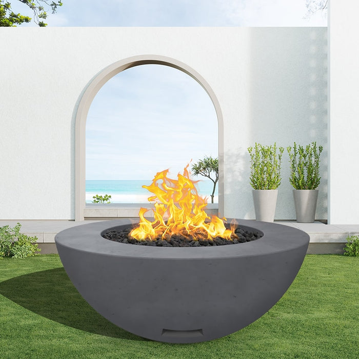 Modern Blaze 48-Inch Round Concrete Gas Fire Bowl with Match Lit Ignition