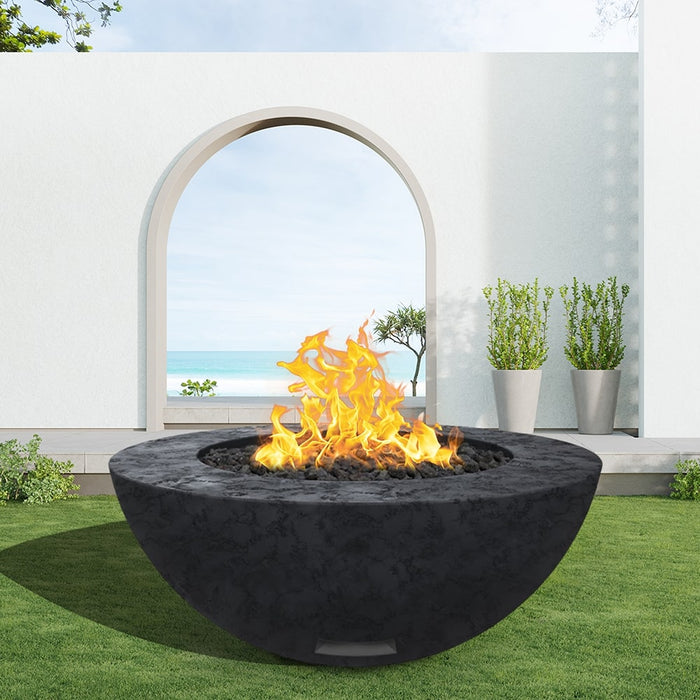 Modern Blaze 48-Inch Round Concrete Gas Fire Bowl with Match Lit Ignition