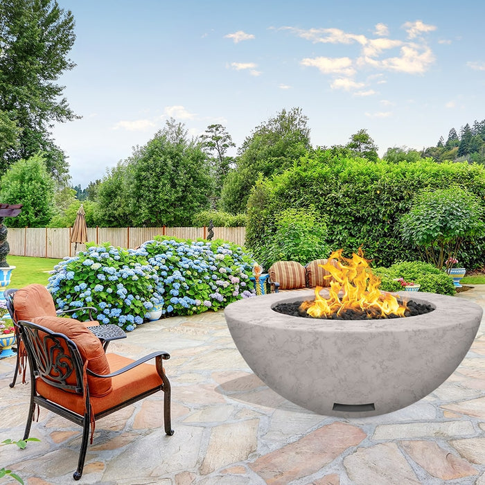 Modern Blaze 48-Inch Round Concrete Gas Fire Bowl with Match Lit Ignition