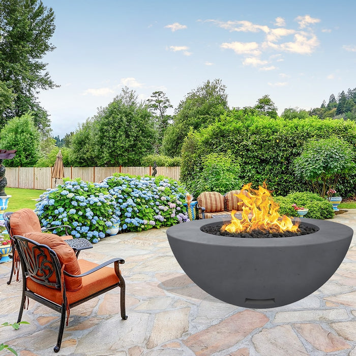 Modern Blaze 48-Inch Round Concrete Gas Fire Bowl with Match Lit Ignition