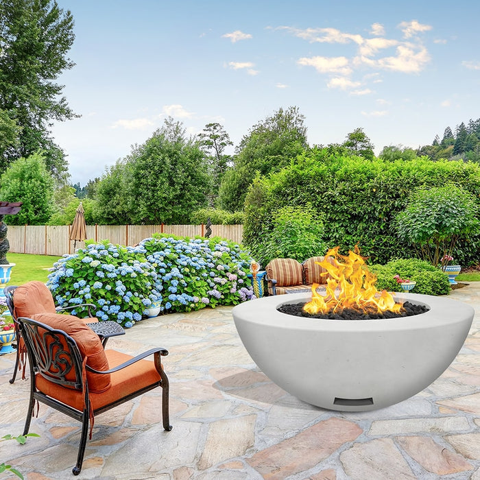 Modern Blaze 48-Inch Round Concrete Gas Fire Bowl with Match Lit Ignition