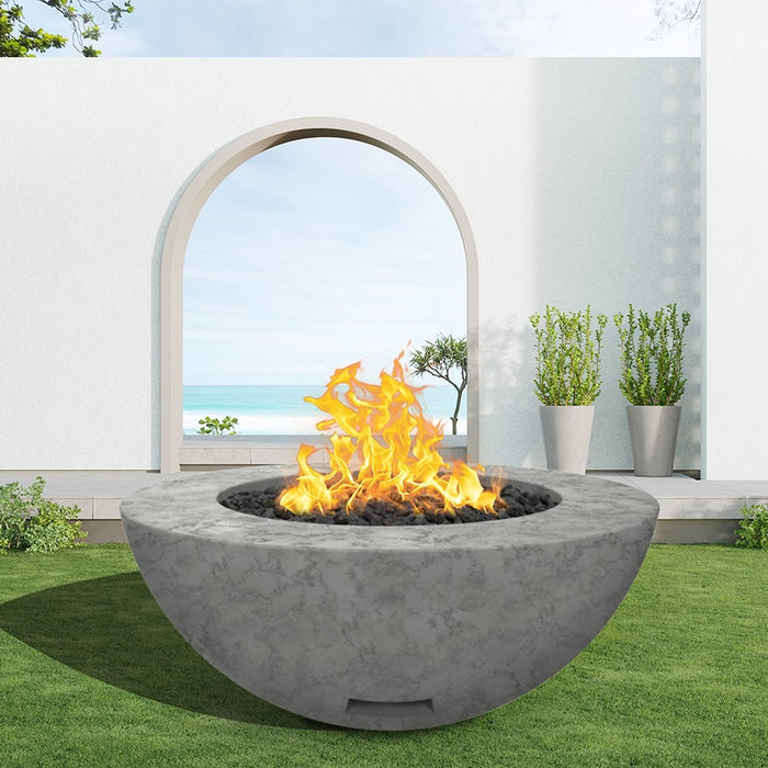 Modern Blaze 48-Inch Round Concrete Gas Fire Bowl with Match Lit Ignition